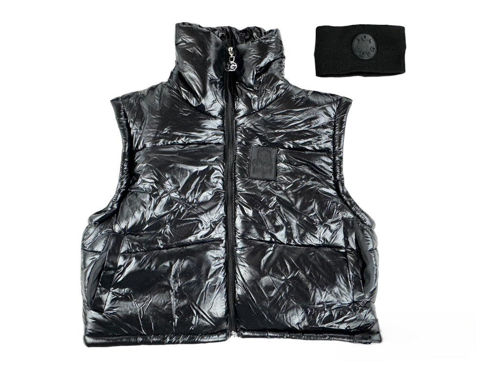 Jon Geda Women’s Puffer Vest Set (Black)