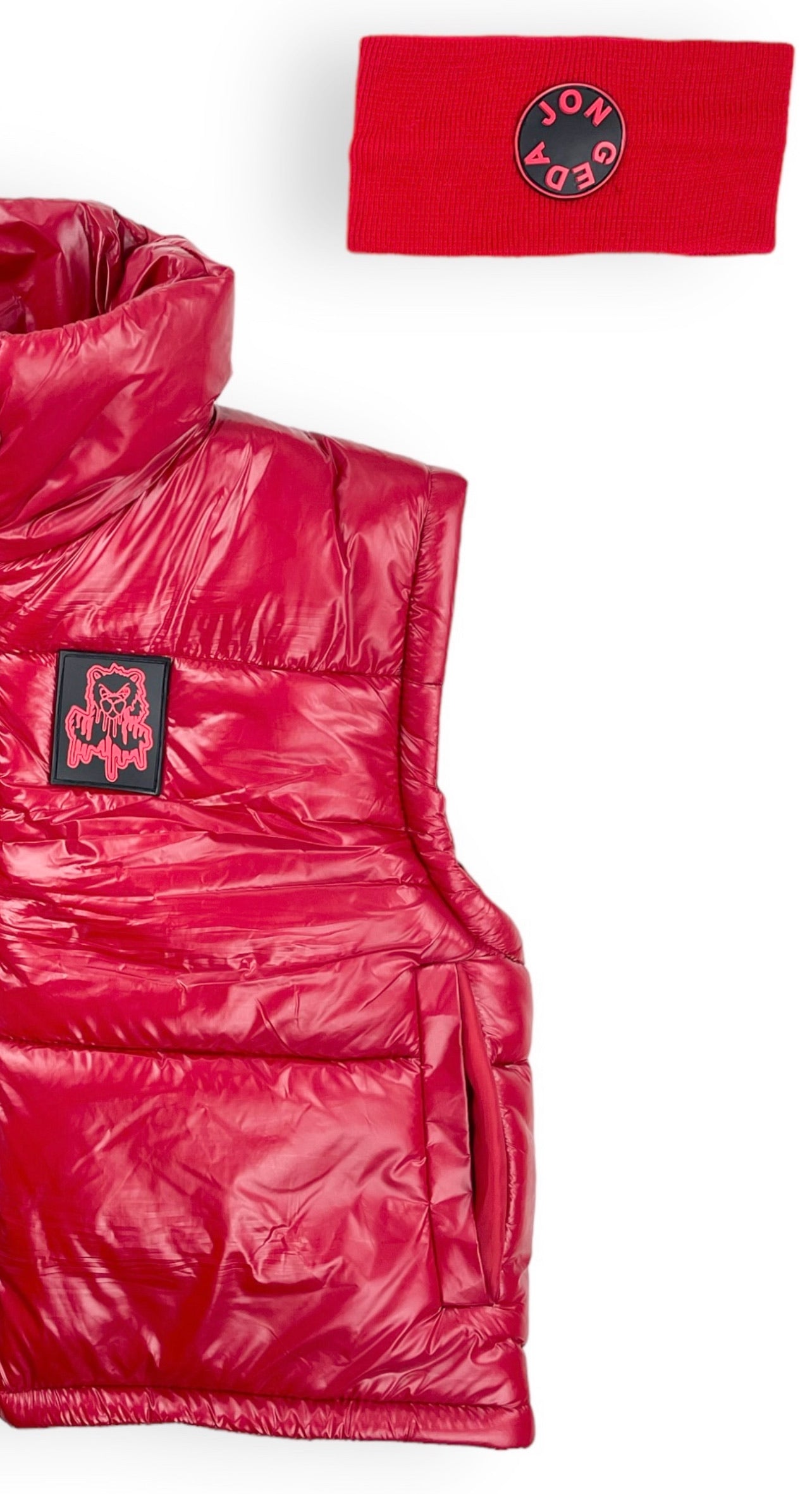 Jon Geda Women’s Puffer Vest Set (Red)