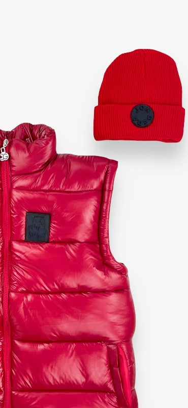 Jon Geda Men’s Puffer Vest Set (Red)